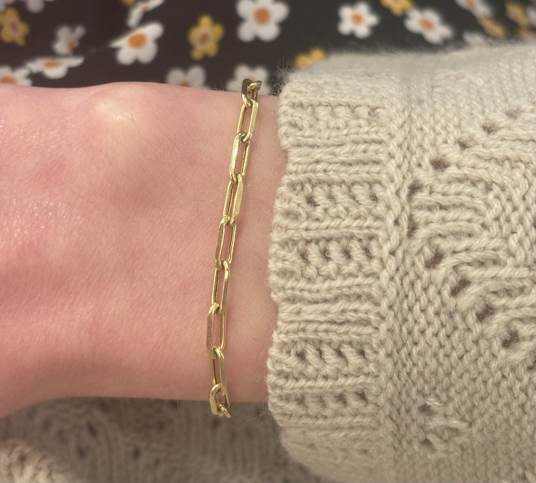 10K Gold Paper Clip Bracelet - Kingdom Jewelry