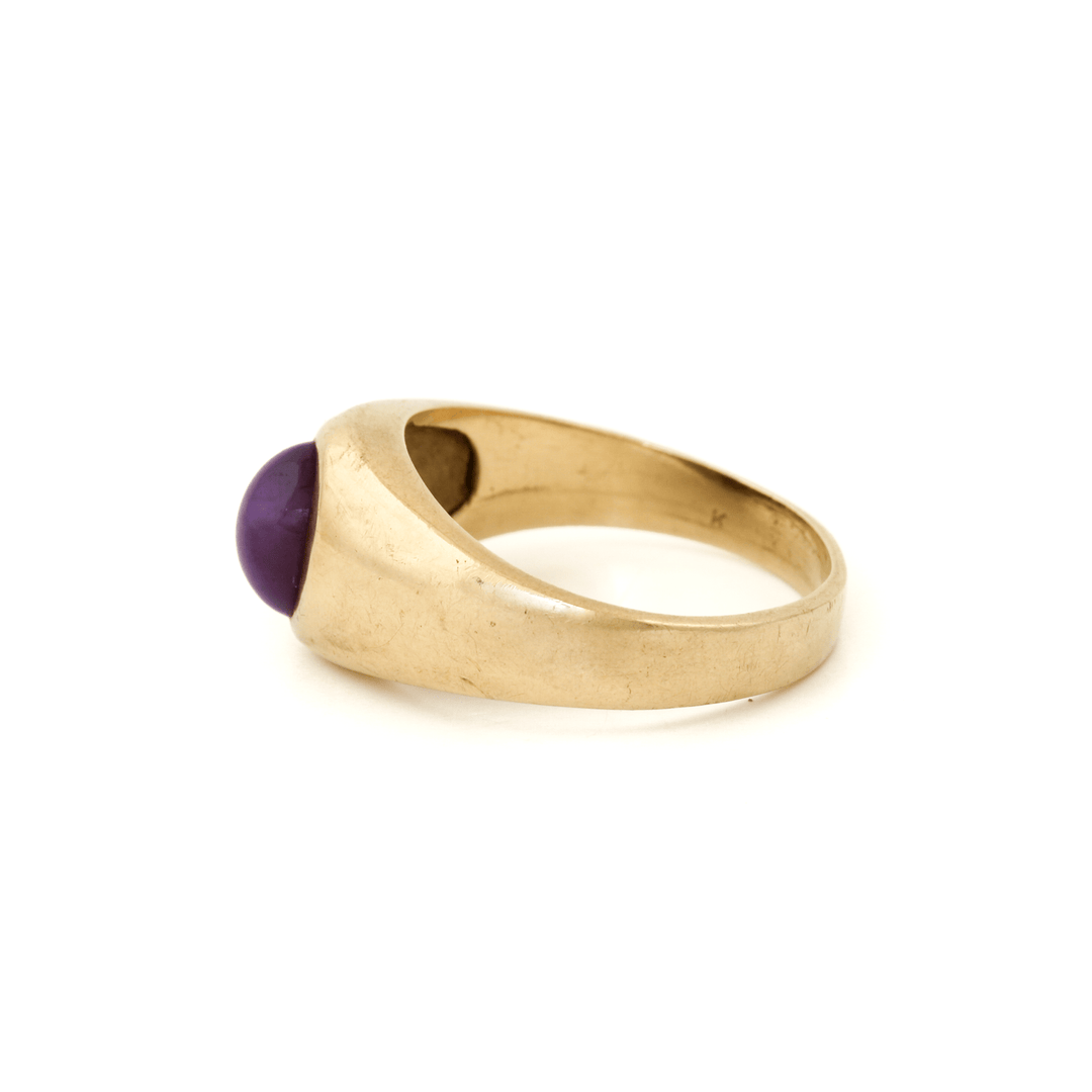 10k Gold x Domed Purple Star Sapphire Signet - Kingdom Jewelry