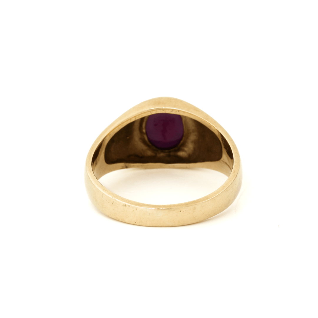 10k Gold x Domed Purple Star Sapphire Signet - Kingdom Jewelry