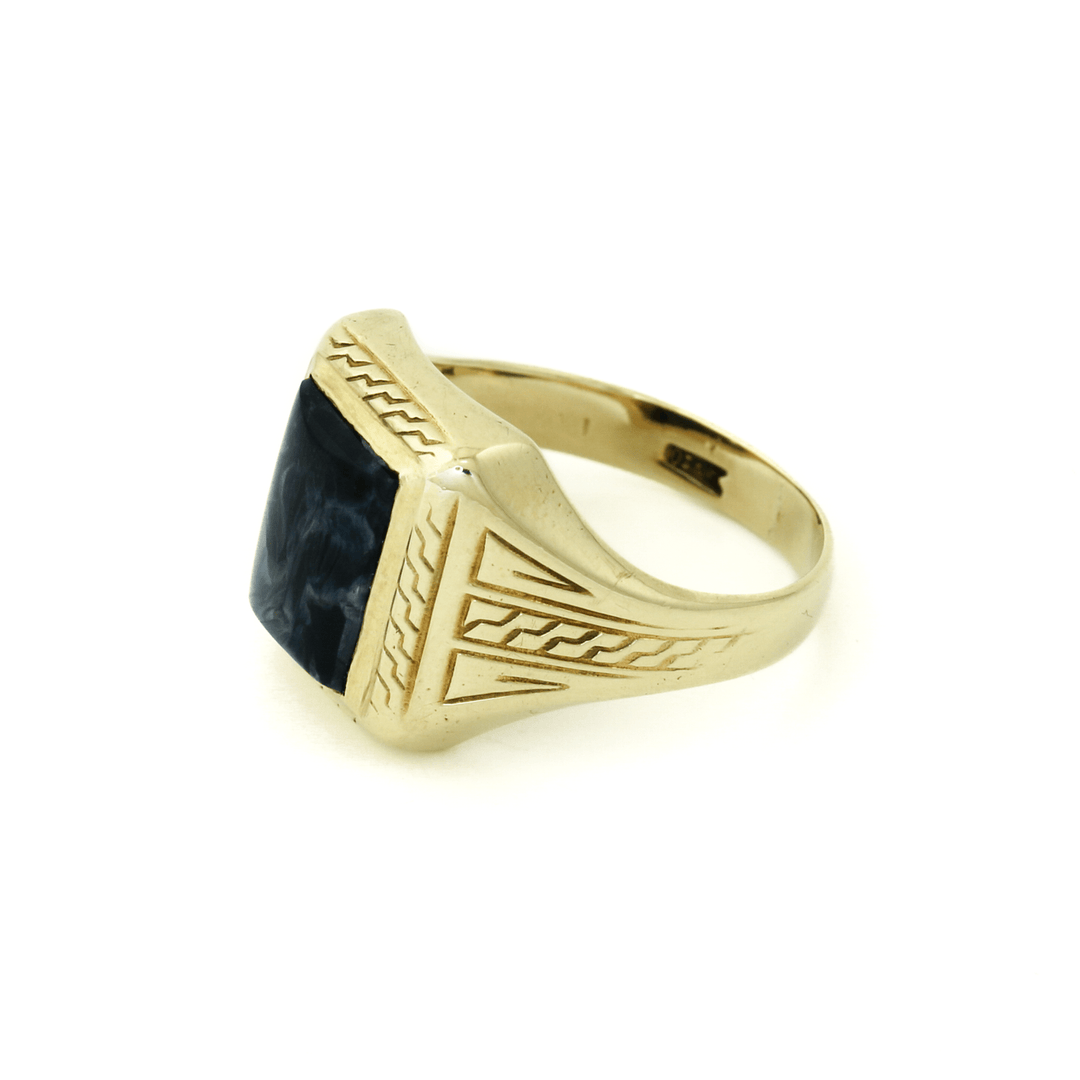 10k Gold x Etched Pietersite Cushion Cocktail Ring - Kingdom Jewelry