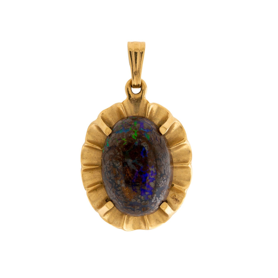 10k Gold x Frilled Oval Boulder Opal Pendant - Kingdom Jewelry