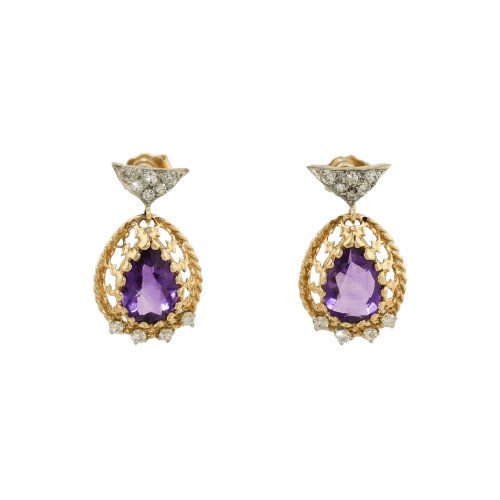 10k Gold x Regal Amethyst & Diamond Earrings - Kingdom Jewelry