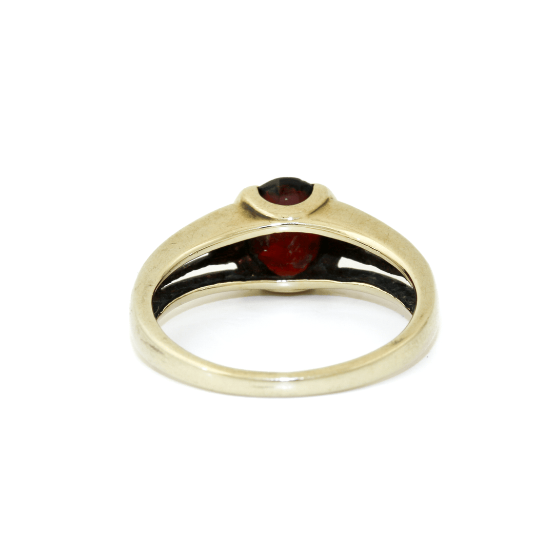 10k Gold x Split Shank Garnet & Diamond Ring - Kingdom Jewelry