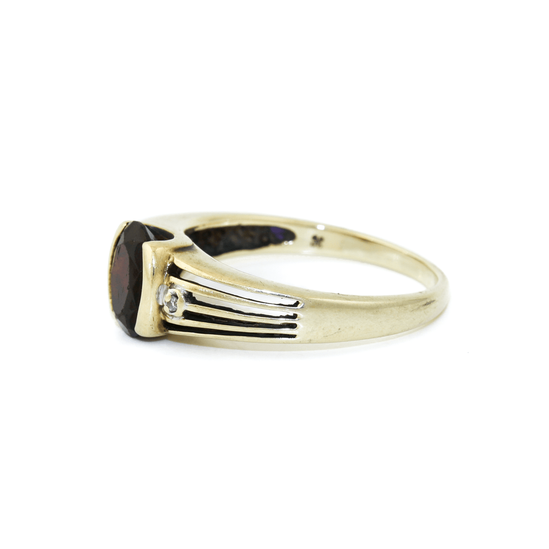 10k Gold x Split Shank Garnet & Diamond Ring - Kingdom Jewelry