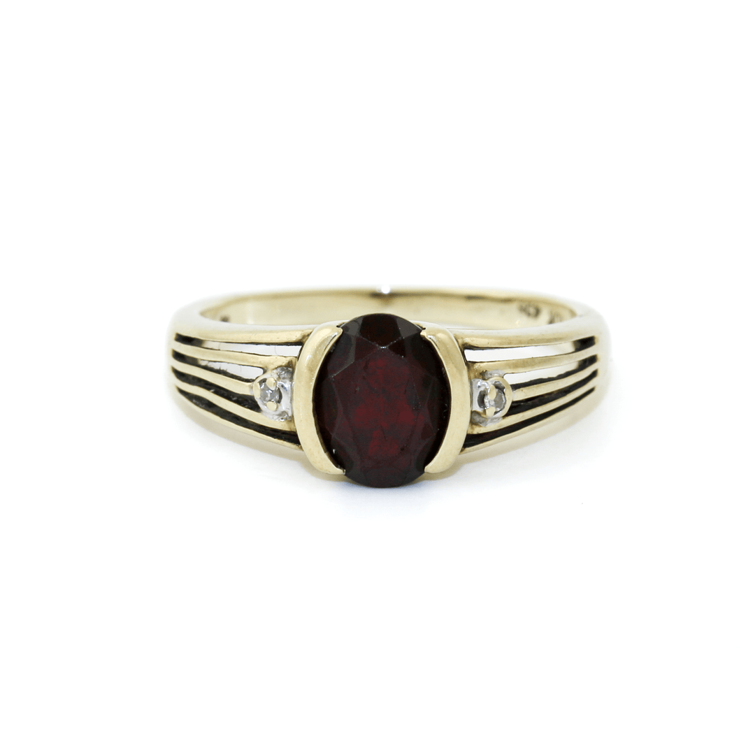 10k Gold x Split Shank Garnet & Diamond Ring - Kingdom Jewelry