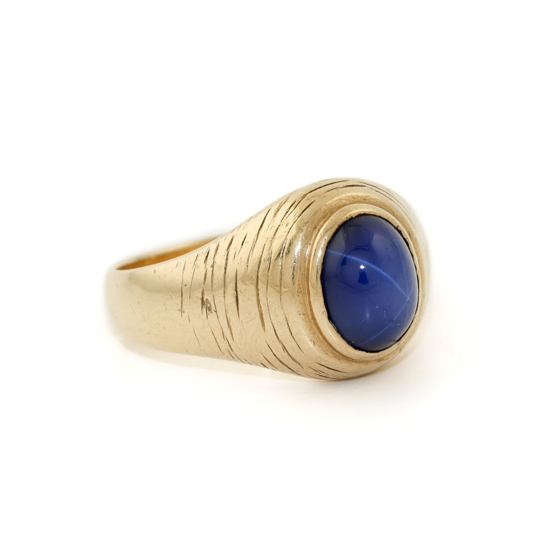 10k Gold x Star Sapphire Bezel Set Signet - Kingdom Jewelry