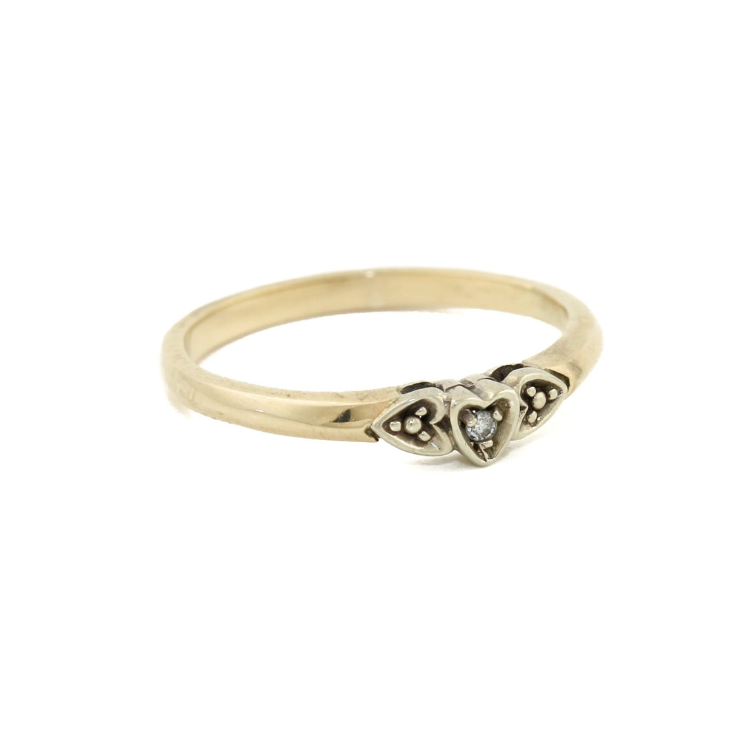 10k Two - Tone x 2mm Triplet "Band of Hearts" - Kingdom Jewelry