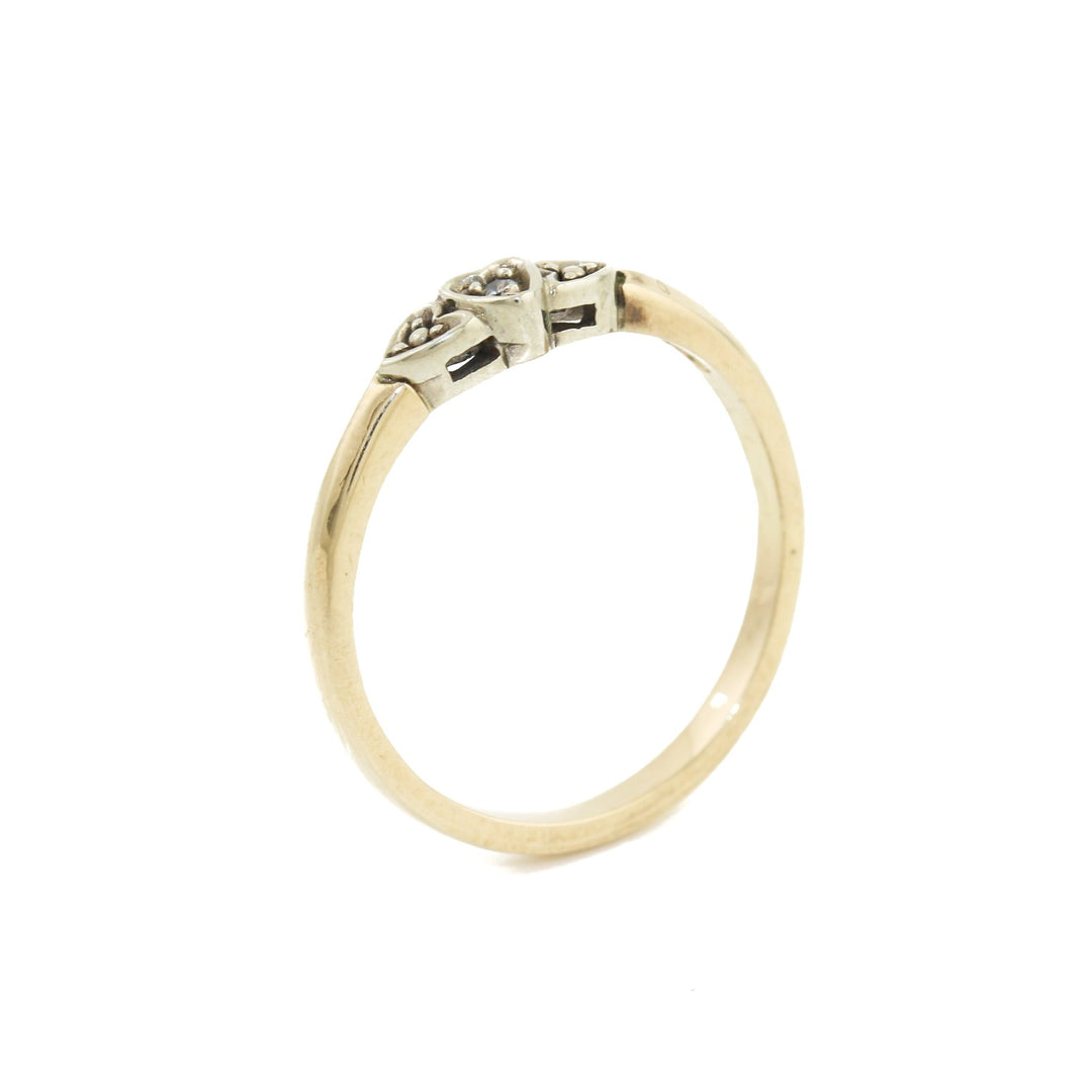 10k Two - Tone x 2mm Triplet "Band of Hearts" - Kingdom Jewelry