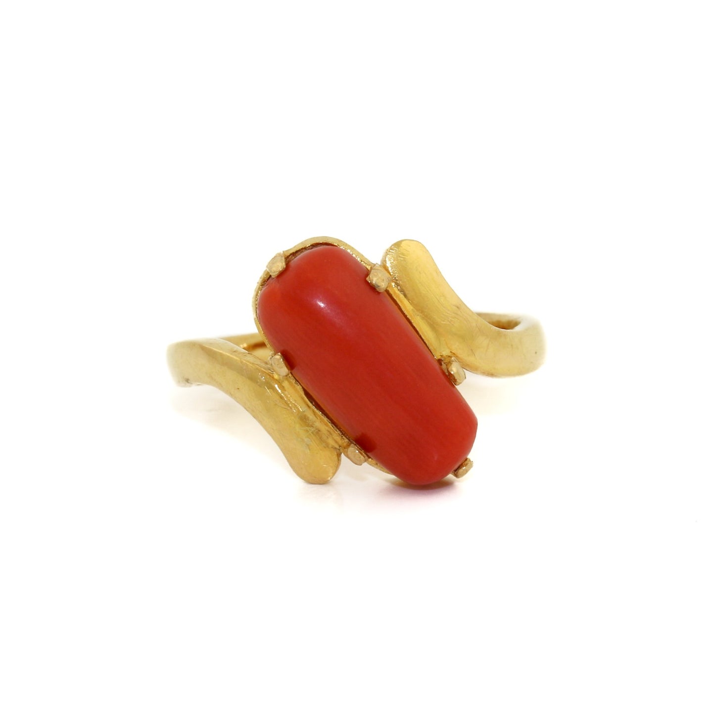 14 K Gold x Red Coral Cocktail Ring - Kingdom Jewelry