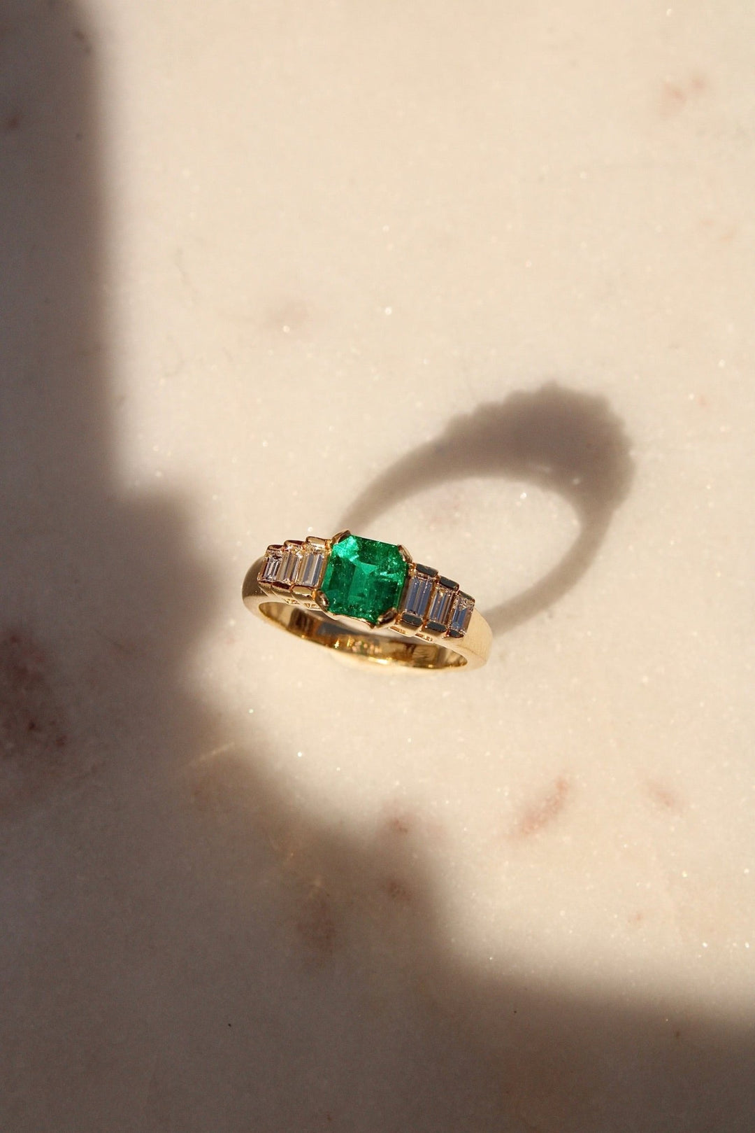 14K Columbian Emerald Art Deco Ring - Kingdom Jewelry