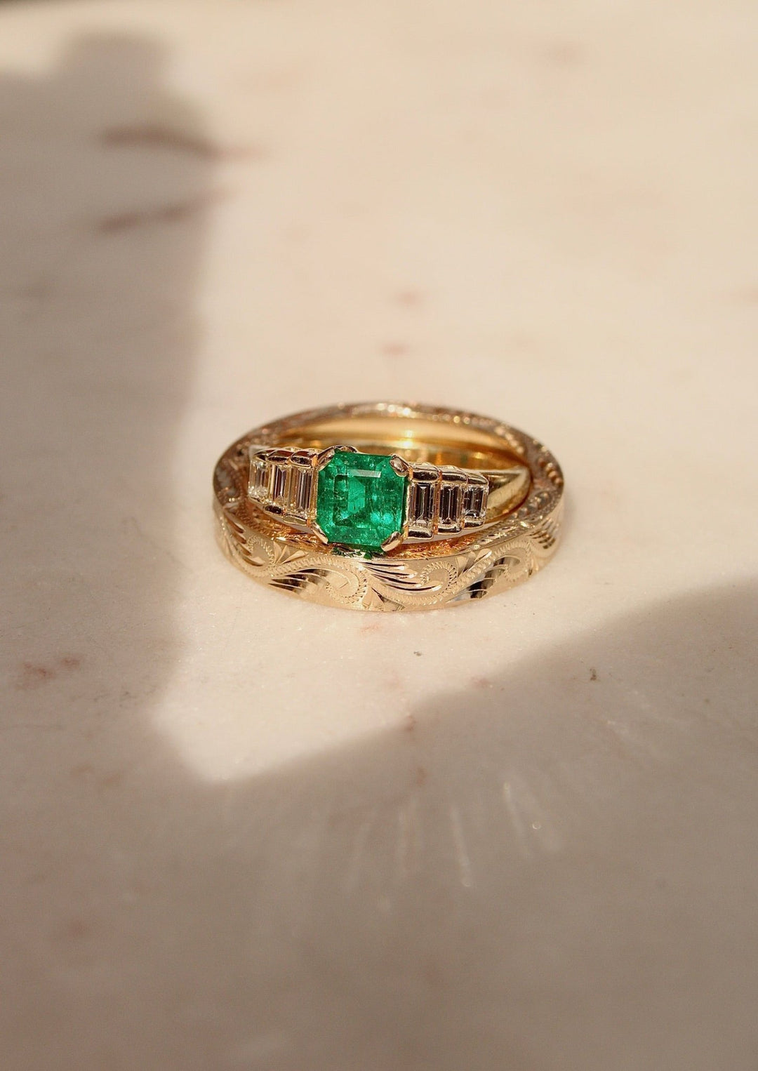 14K Columbian Emerald Art Deco Ring - Kingdom Jewelry
