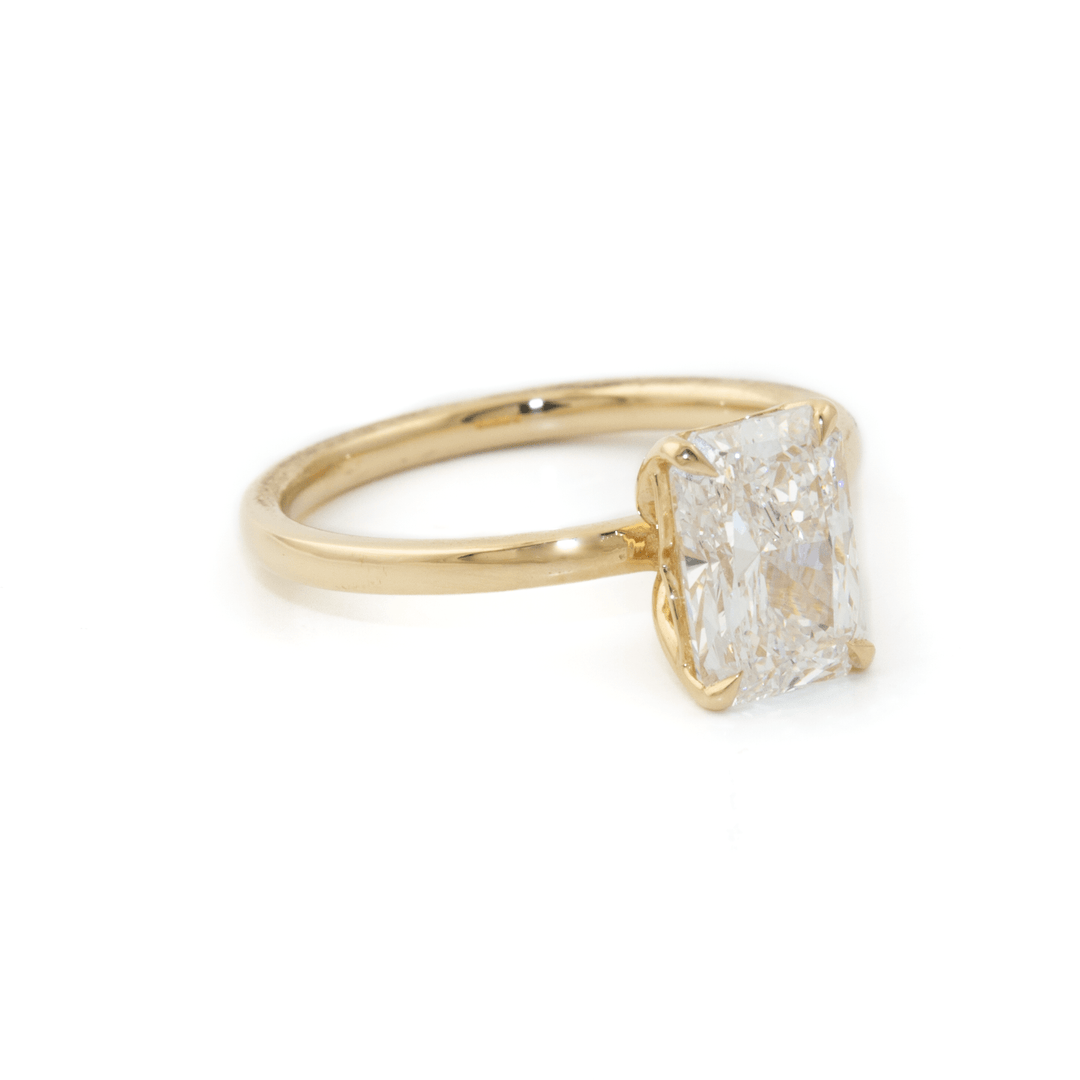 14k Gold x 1.68ct Radiant Lab Diamond VVS2 E Solitaire Engagement Set - Kingdom Jewelry