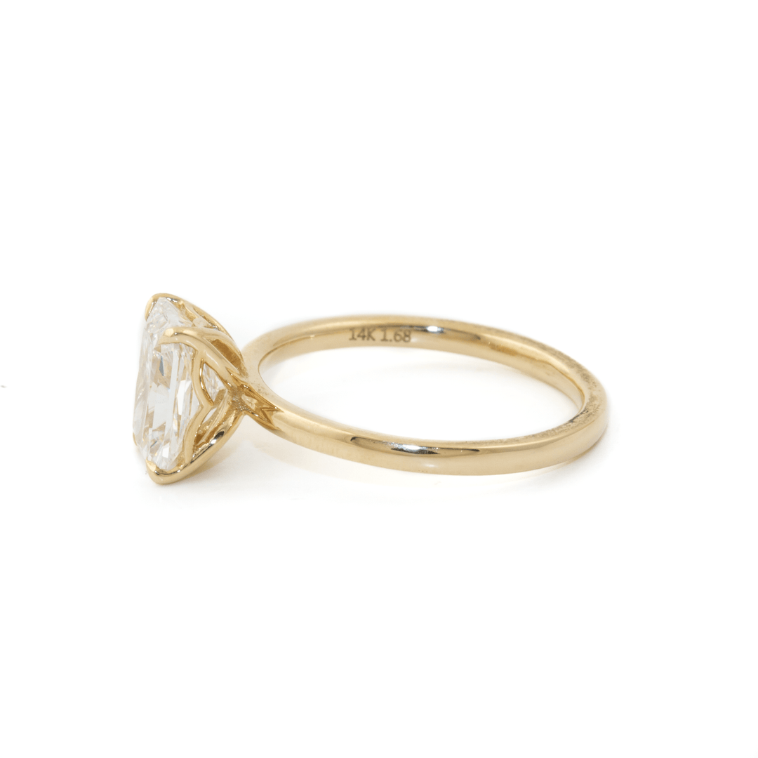 14k Gold x 1.68ct Radiant Lab Diamond VVS2 E Solitaire Engagement Set - Kingdom Jewelry