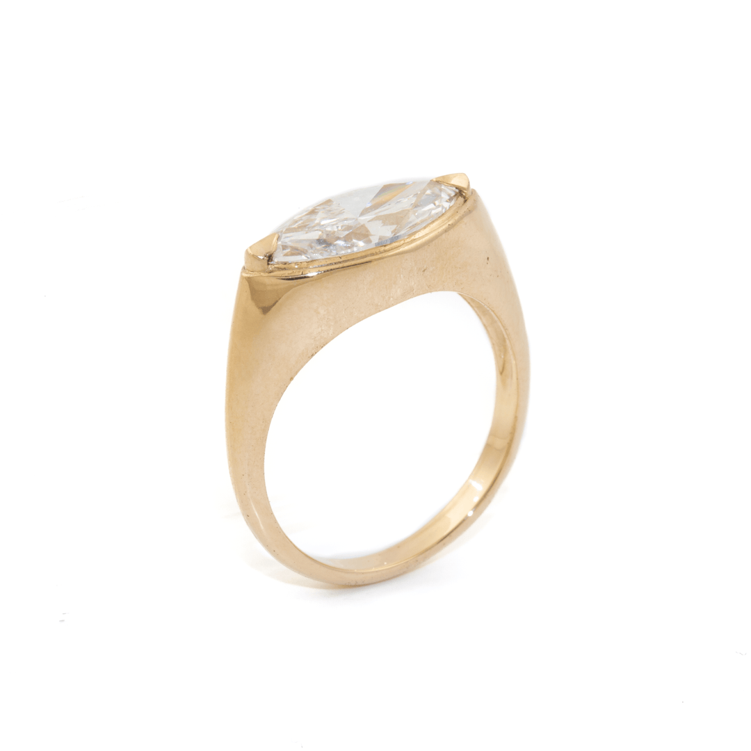 14k Gold x 2.11ct E VS1 Marquise Lab Diamond Solitaire - Kingdom Jewelry