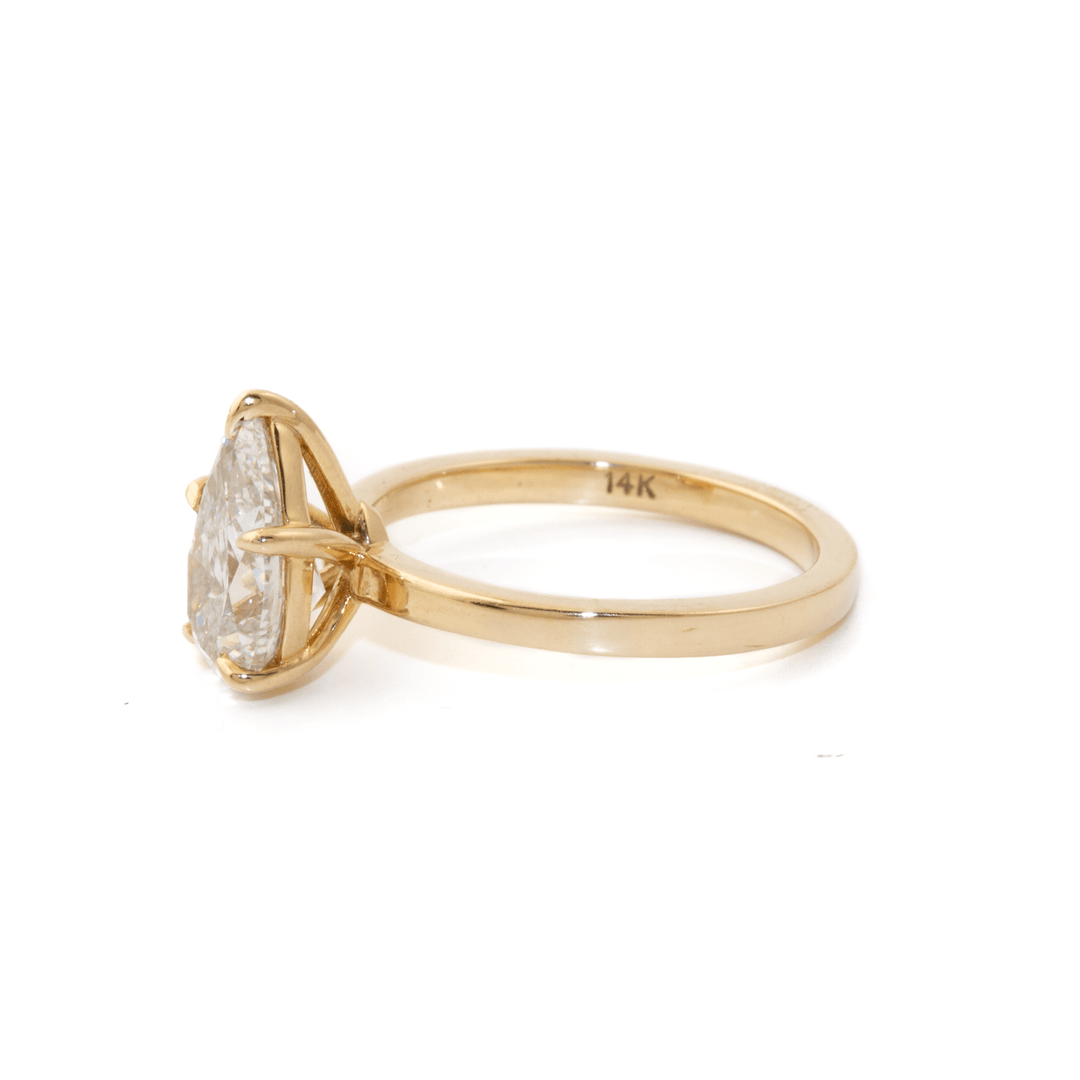 14k Gold x 2ct VS2 G Pear - Cut Lab Diamond Pear Ring - Kingdom Jewelry