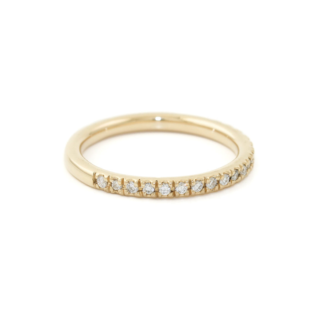 14k Gold x 2mm Scalloped Pave Lab Diamond Half - Eternity Band - Kingdom Jewelry