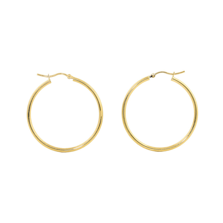 14k Gold x 2mm Slim Round Tube Hoops - Kingdom Jewelry