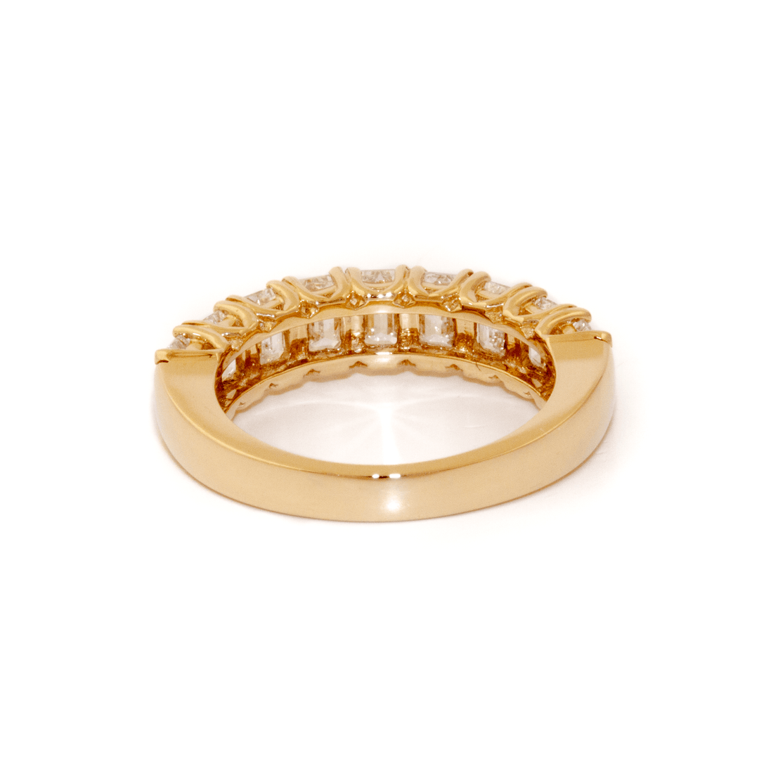 14k Gold x 4.00ctw Emerald - Cut Lab Diamond Half - Eternity Band - Kingdom Jewelry