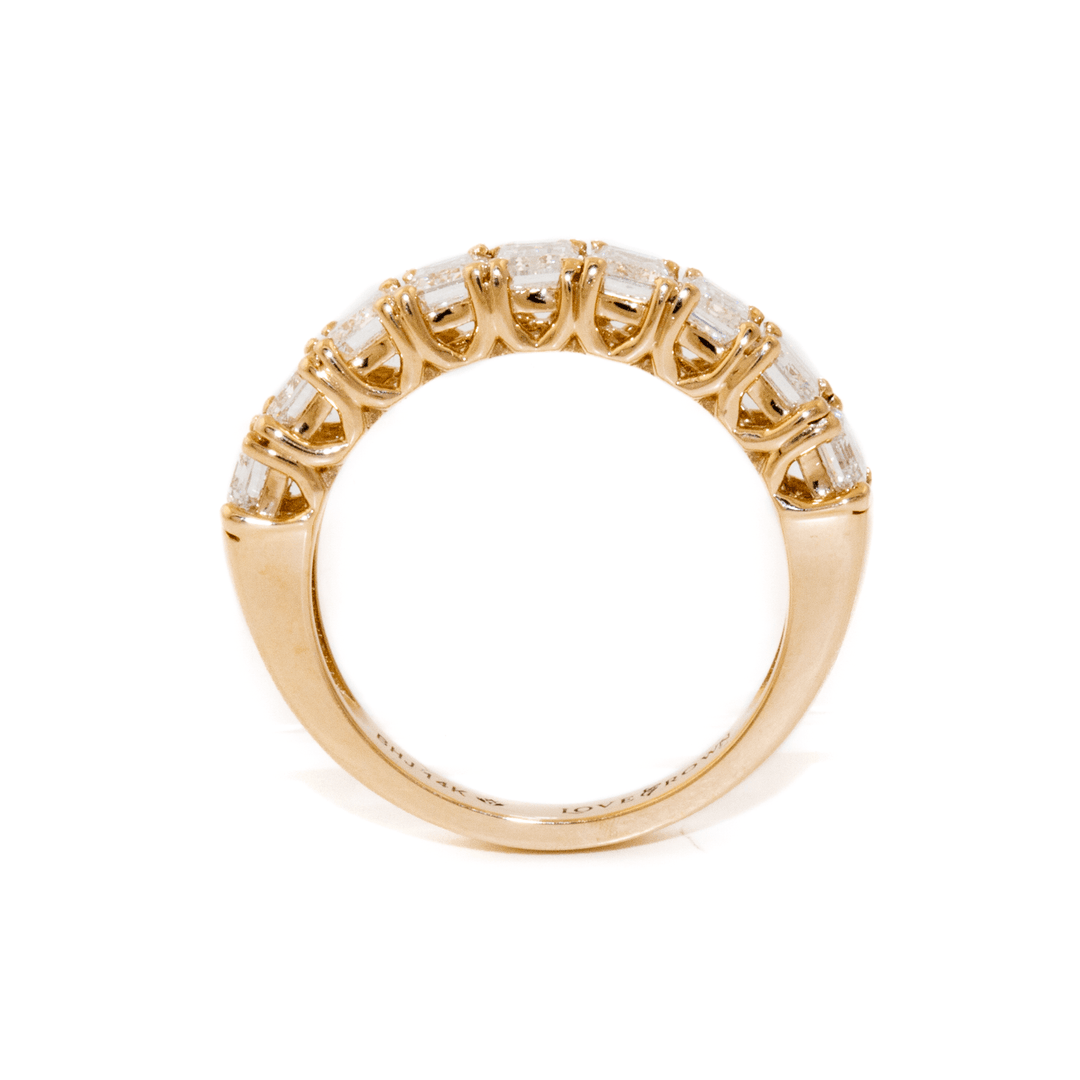 14k Gold x 4.00ctw Emerald - Cut Lab Diamond Half - Eternity Band - Kingdom Jewelry
