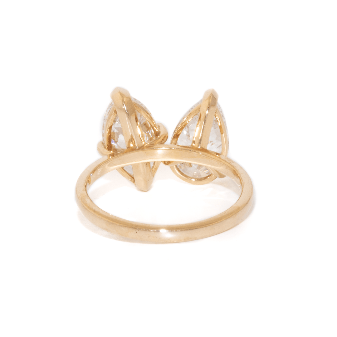 14k Gold x 4.04ctw Lab Diamond Pear & Marquise "Toi et Moi" Ring - Kingdom Jewelry