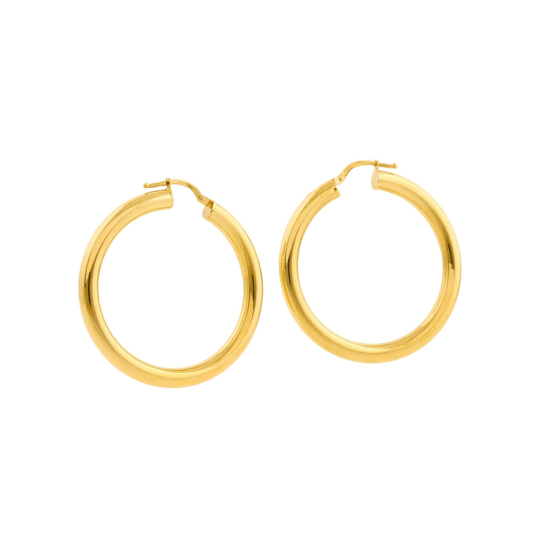 14k Gold x 4mm Essential Tube Hoops - Kingdom Jewelry
