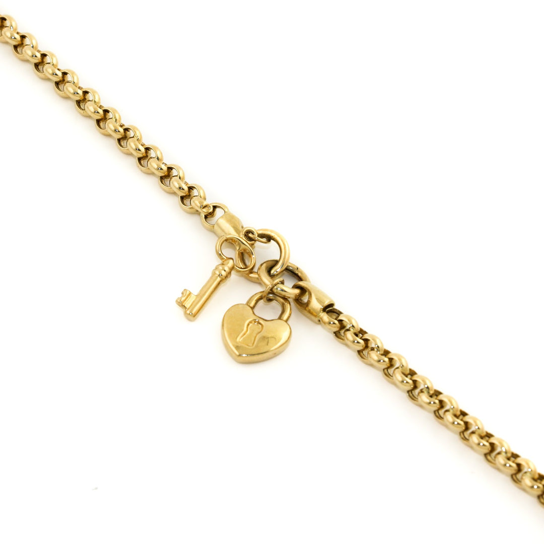 14k Gold x 4mm Rolo Link "Lock & Key" Bracelet - Kingdom Jewelry
