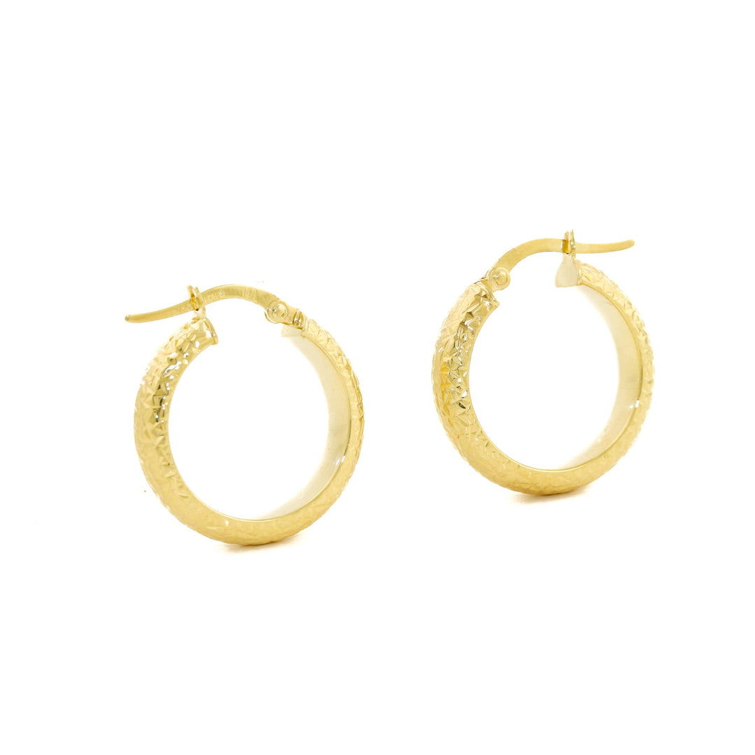 14k Gold x 4mm Textured Huggie Hoops - Kingdom Jewelry