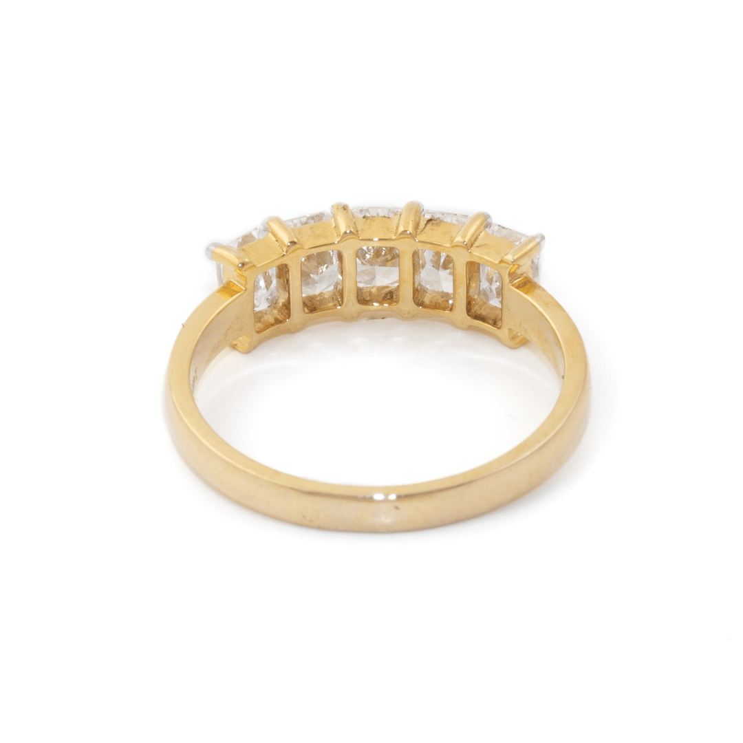 14k Gold x 5mm 1.43ctw VVS E Lab Emerald - Cut Diamond Quintet - Kingdom Jewelry