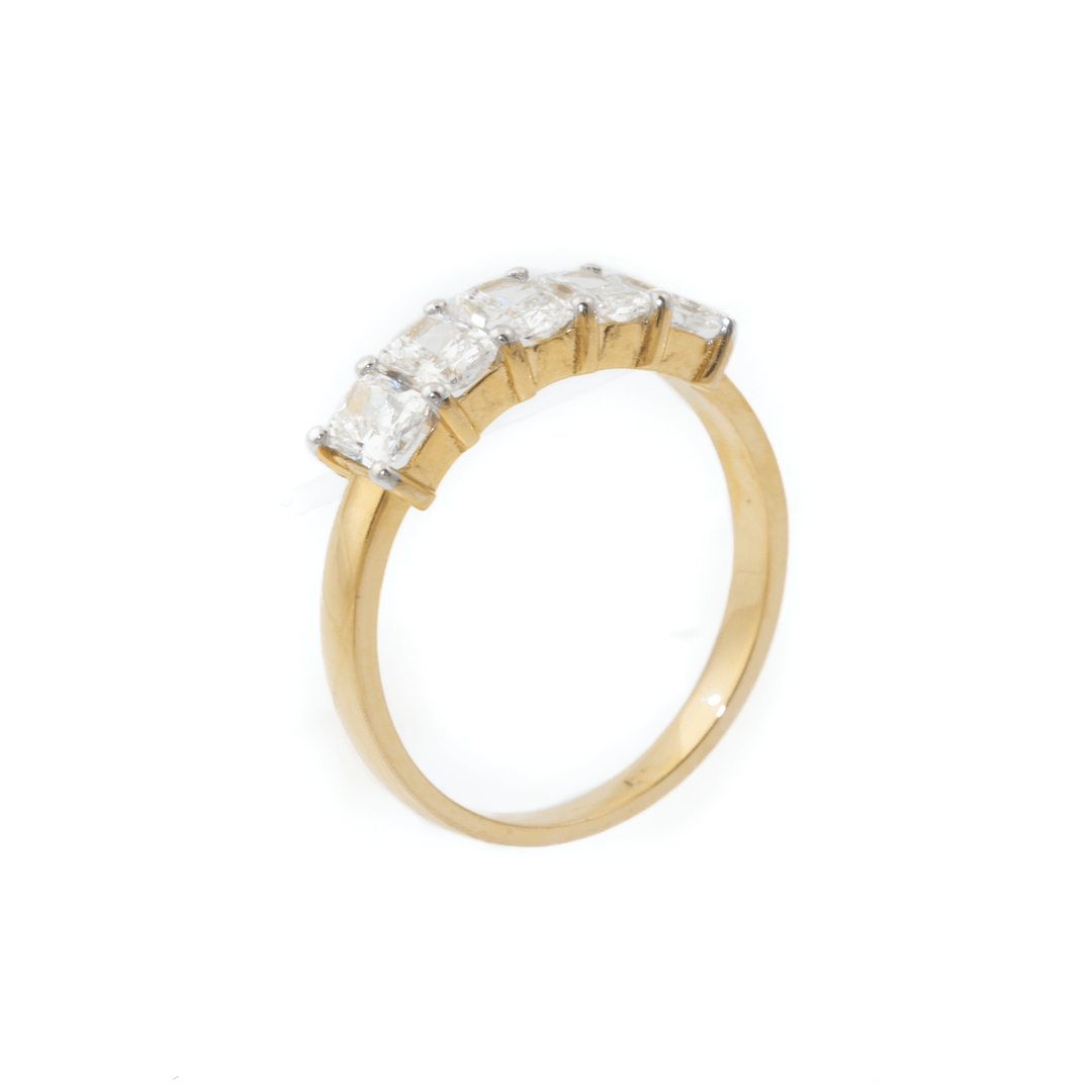 14k Gold x 5mm 1.43ctw VVS E Lab Emerald - Cut Diamond Quintet - Kingdom Jewelry
