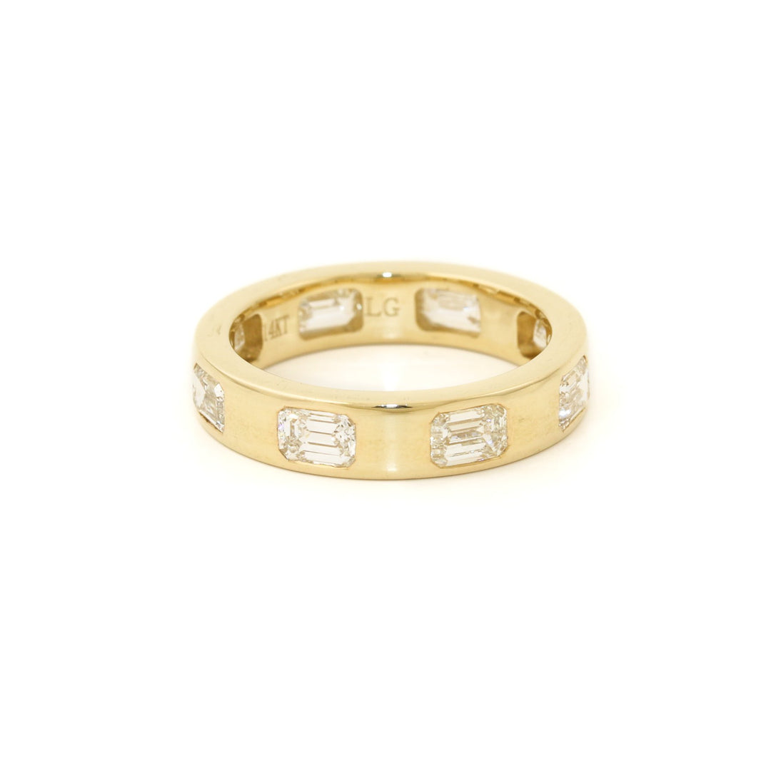 14k Gold x 5mm 2.44ct Emerald - Cut Lab Diamond Eternity Band - Kingdom Jewelry