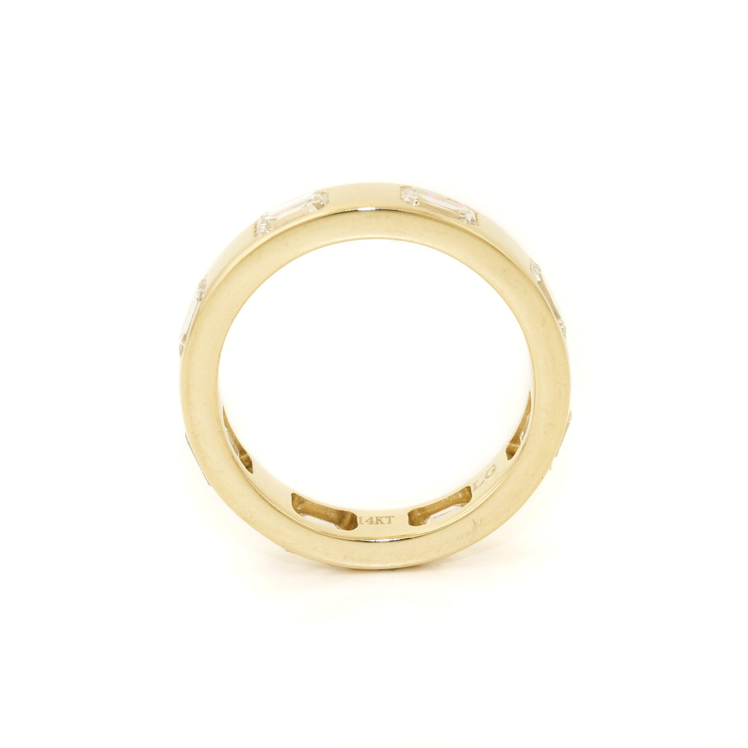 14k Gold x 5mm 2.44ct Emerald - Cut Lab Diamond Eternity Band - Kingdom Jewelry