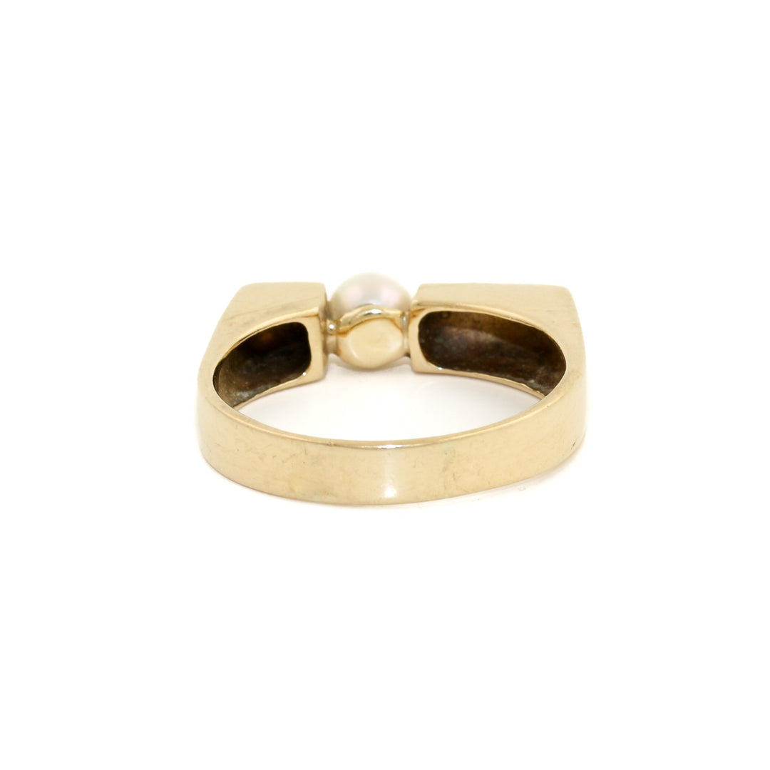 14k Gold x 5mm Pearl Modernist Cocktail Ring - Kingdom Jewelry