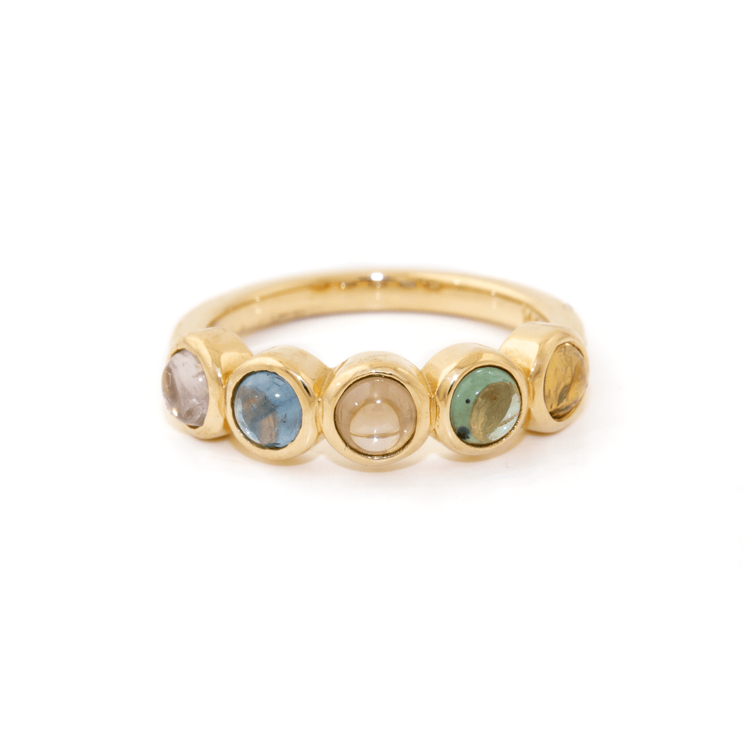 14k Gold x 5mm Rainbow Pastel Sapphire Quintet - Kingdom Jewelry