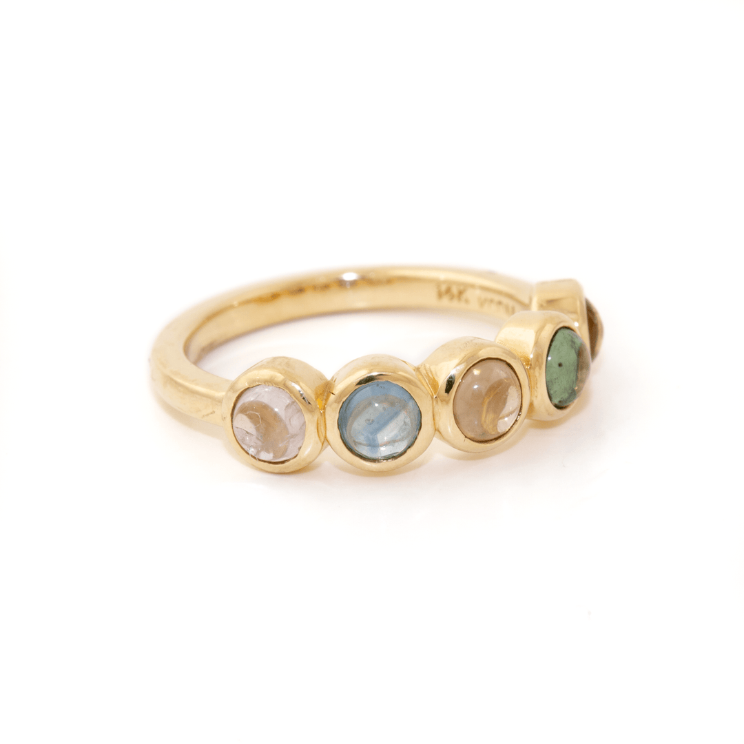 14k Gold x 5mm Rainbow Pastel Sapphire Quintet - Kingdom Jewelry