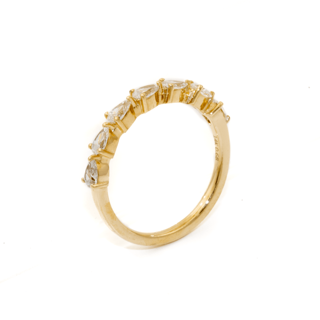 14k Gold x .68ctw VS F Pear Lab Diamond Wedding Band - Kingdom Jewelry