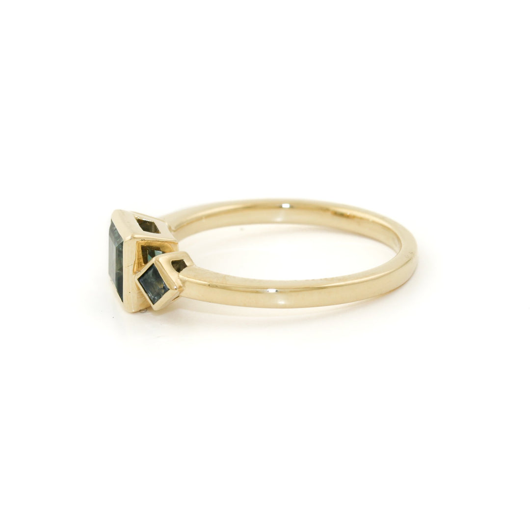 14K Gold x 6mm Princess - Cut Montana Sapphire Band - Kingdom Jewelry