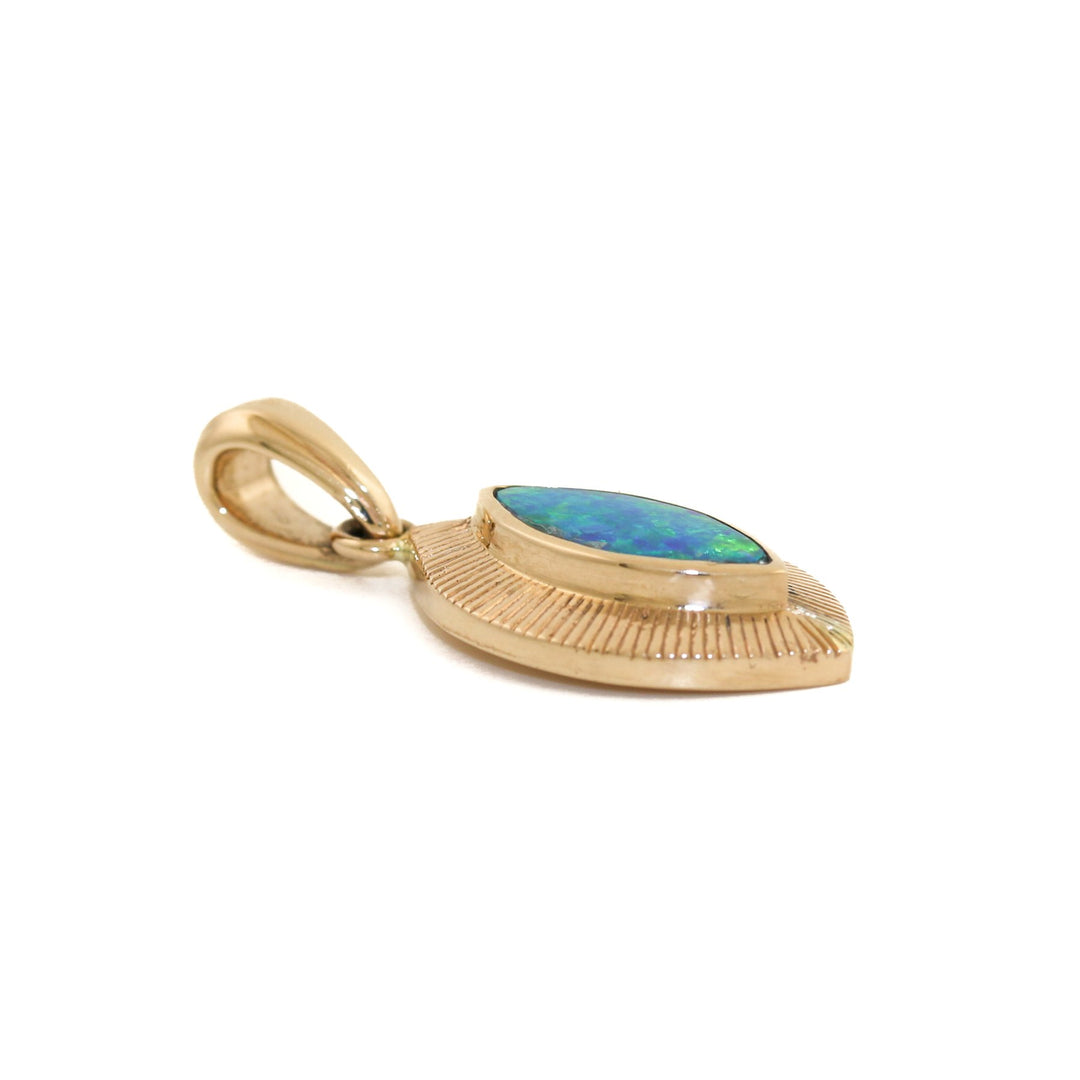 14K Gold x Australian Opal "All-Seeing Eye" Sunburst Pendant - Kingdom Jewelry
