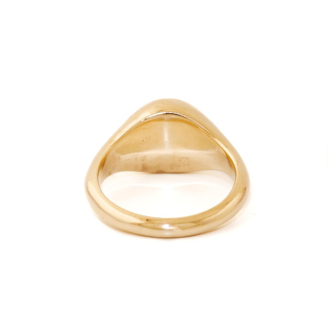 14k Gold x Blue Sapphire Starburst Solitaire Signet - Kingdom Jewelry