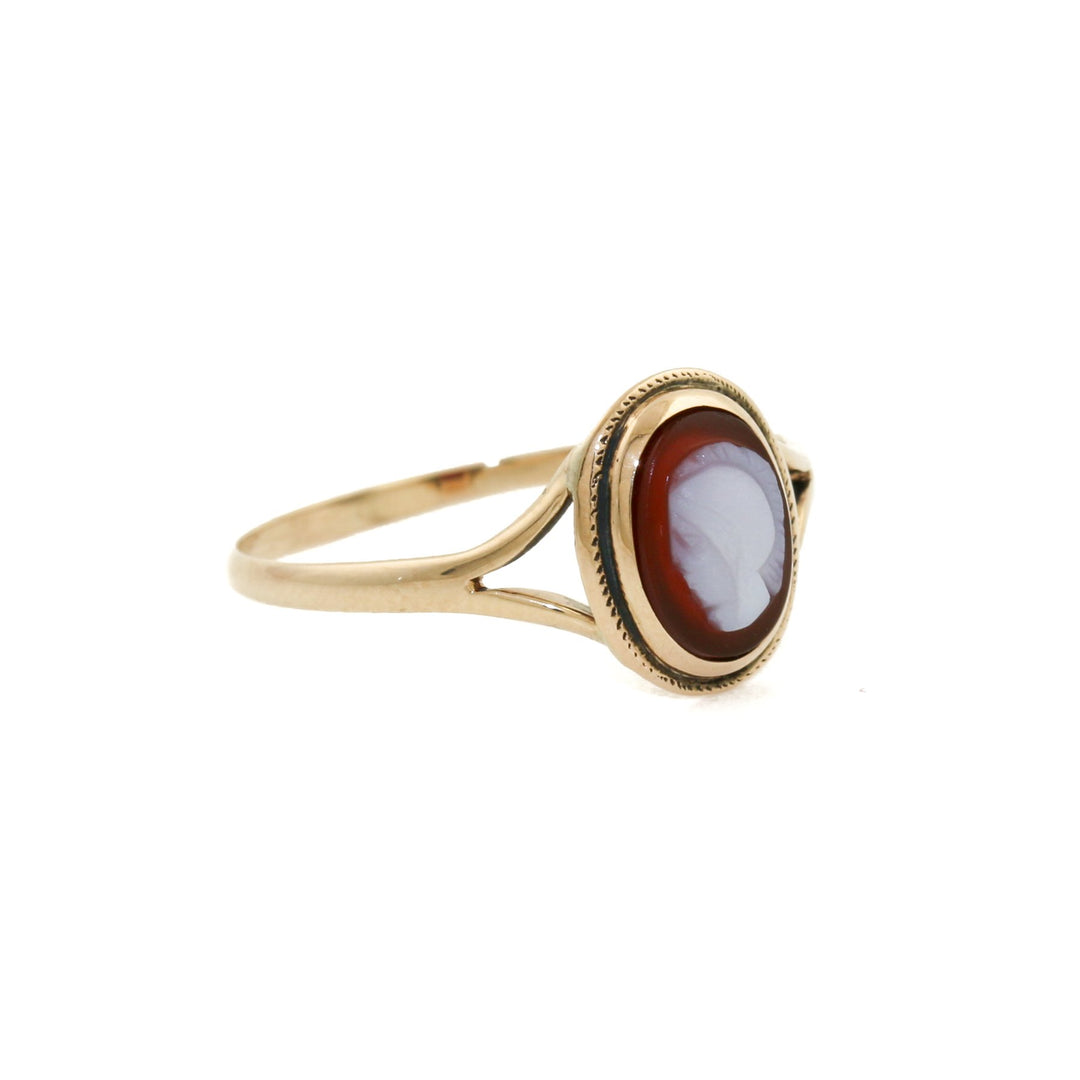 14k Gold x Carnelian Cameo Signet - Kingdom Jewelry