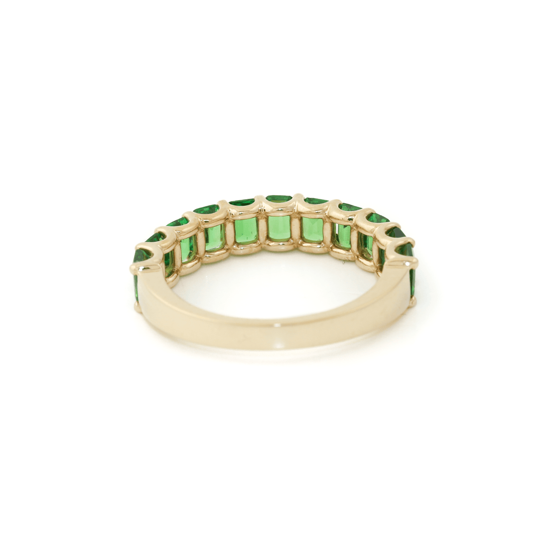 14k Gold x Emerald - Cut Tsavorite Semi - Eternity Band - Kingdom Jewelry
