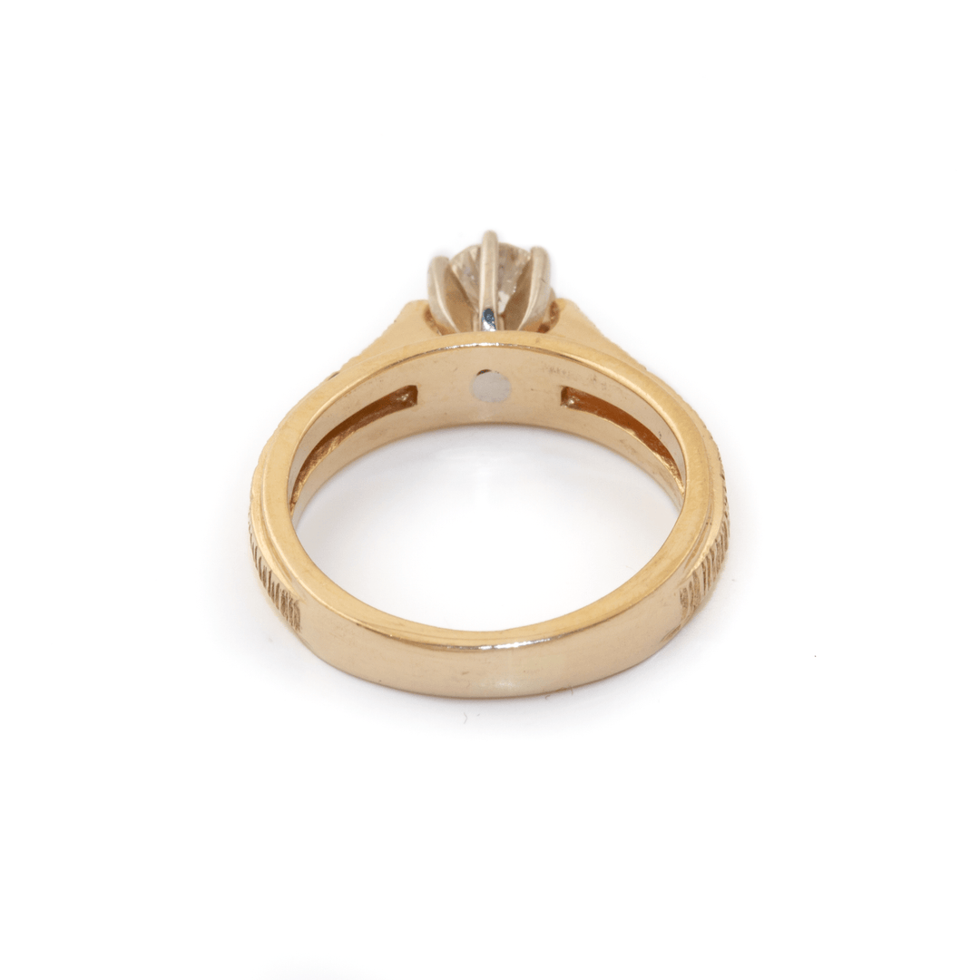 14k Gold x Etched Victorian - Style Diamond Solitaire - Kingdom Jewelry