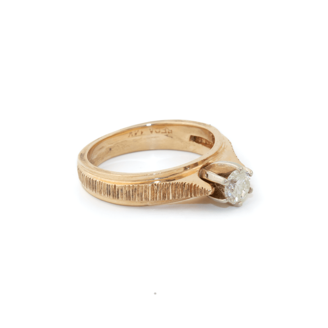 14k Gold x Etched Victorian - Style Diamond Solitaire - Kingdom Jewelry