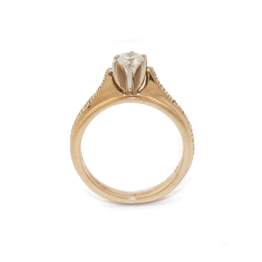 14k Gold x Etched Victorian - Style Diamond Solitaire - Kingdom Jewelry