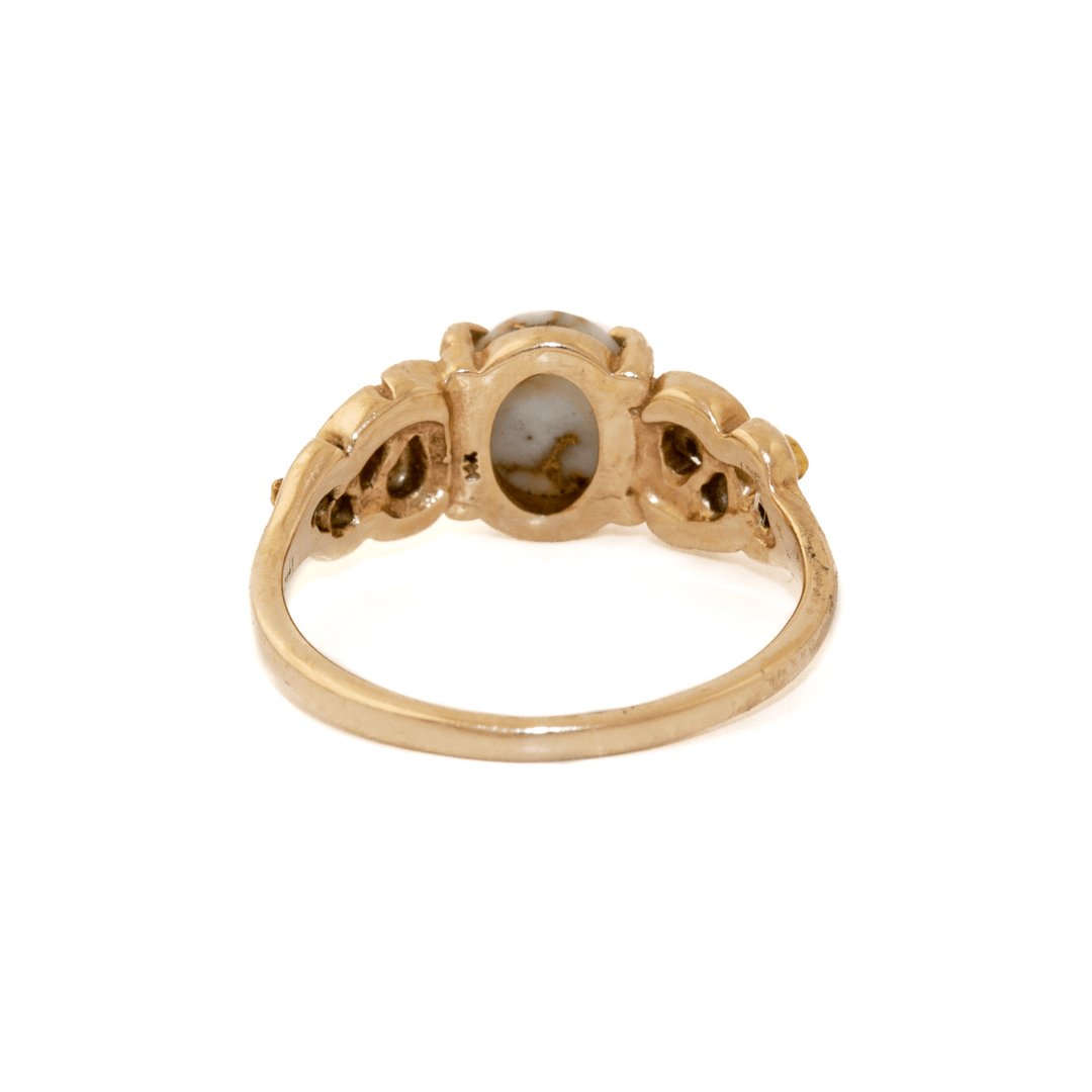 14k Gold x Gold - Flecked Quartz & 24k Alaskan Nugget Signet - Kingdom Jewelry