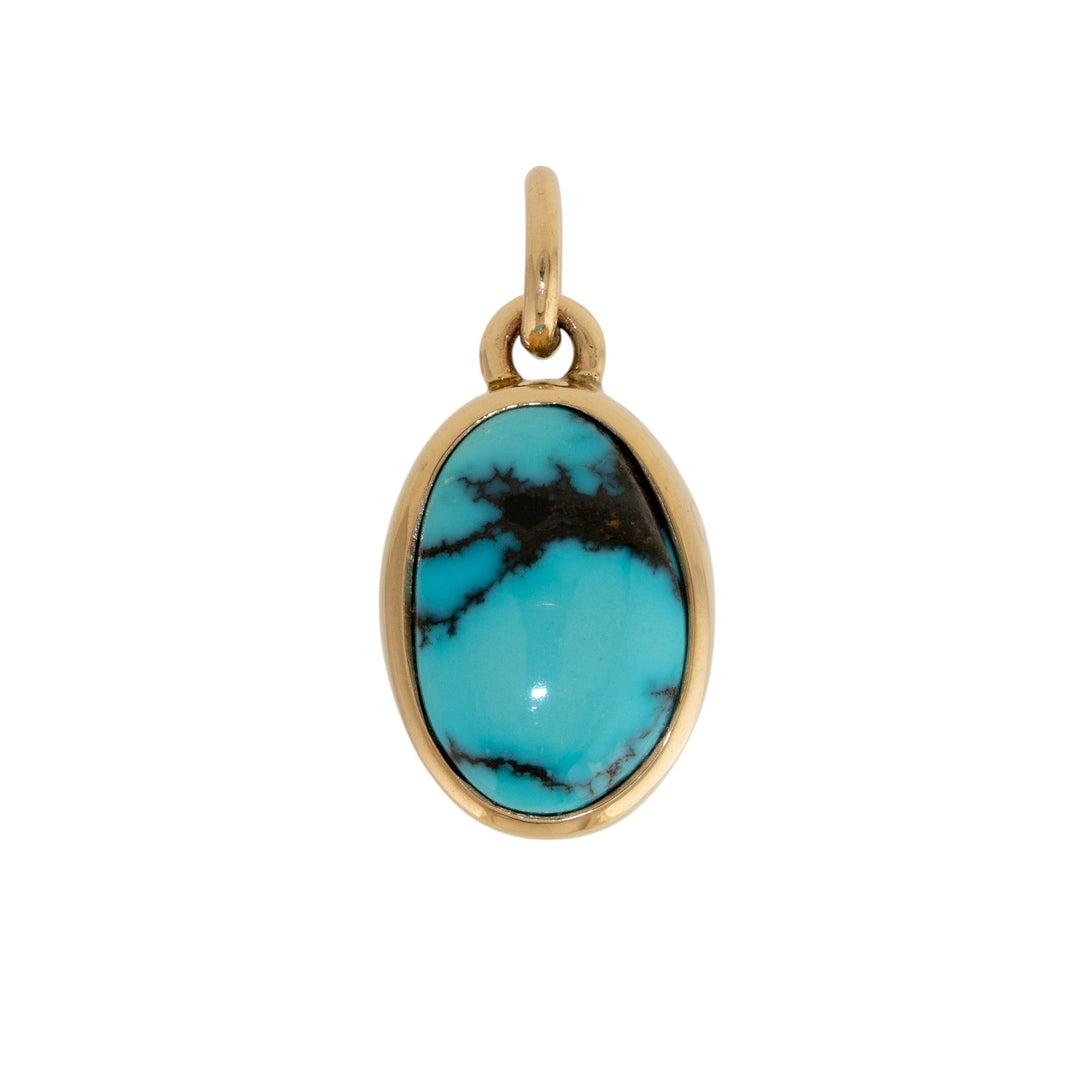 14k Gold x Golden Hills Turquoise Oval Pendant - Kingdom Jewelry