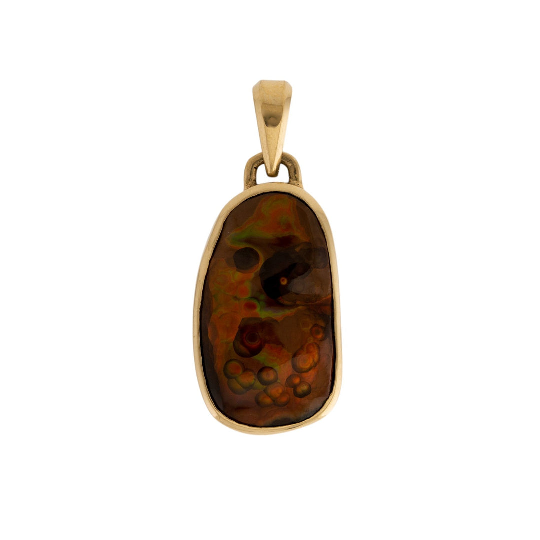14k Gold x Heavy Asymmetric Arizona Fire Agate Pendant - Kingdom Jewelry