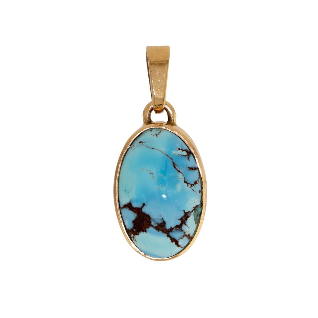 14k Gold x Lavender Golden Hills Turquoise Oval Pendant - Kingdom Jewelry