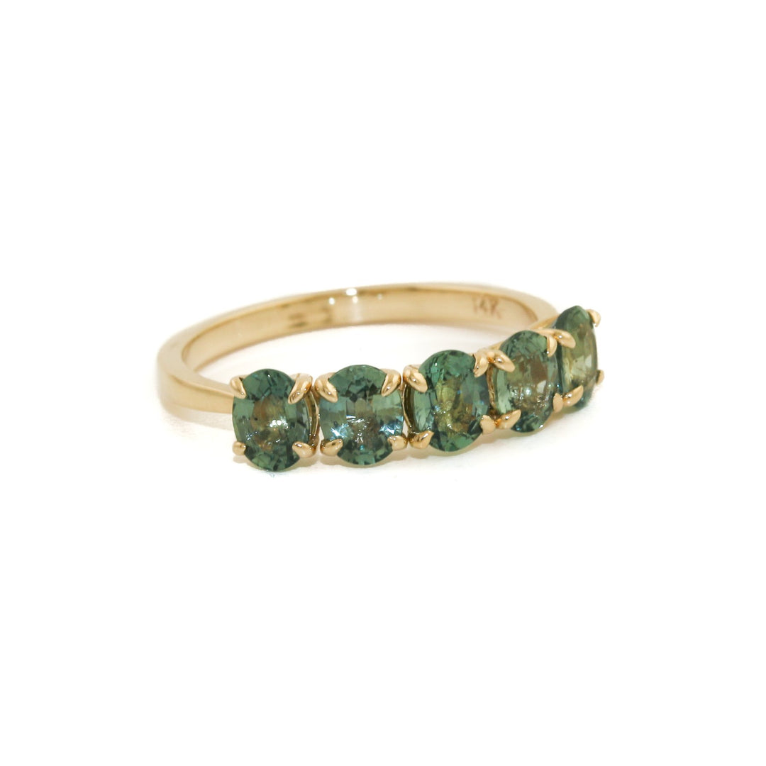 14K Gold x Ocean Teal Sapphire Band - Kingdom Jewelry