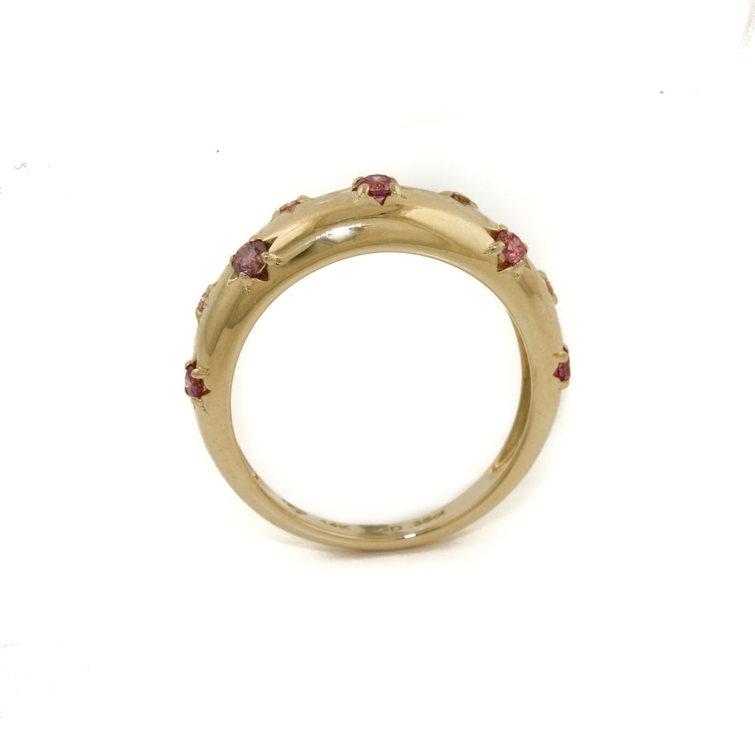 14k Gold x Peach Lab Diamond Star Bombe Band - Kingdom Jewelry