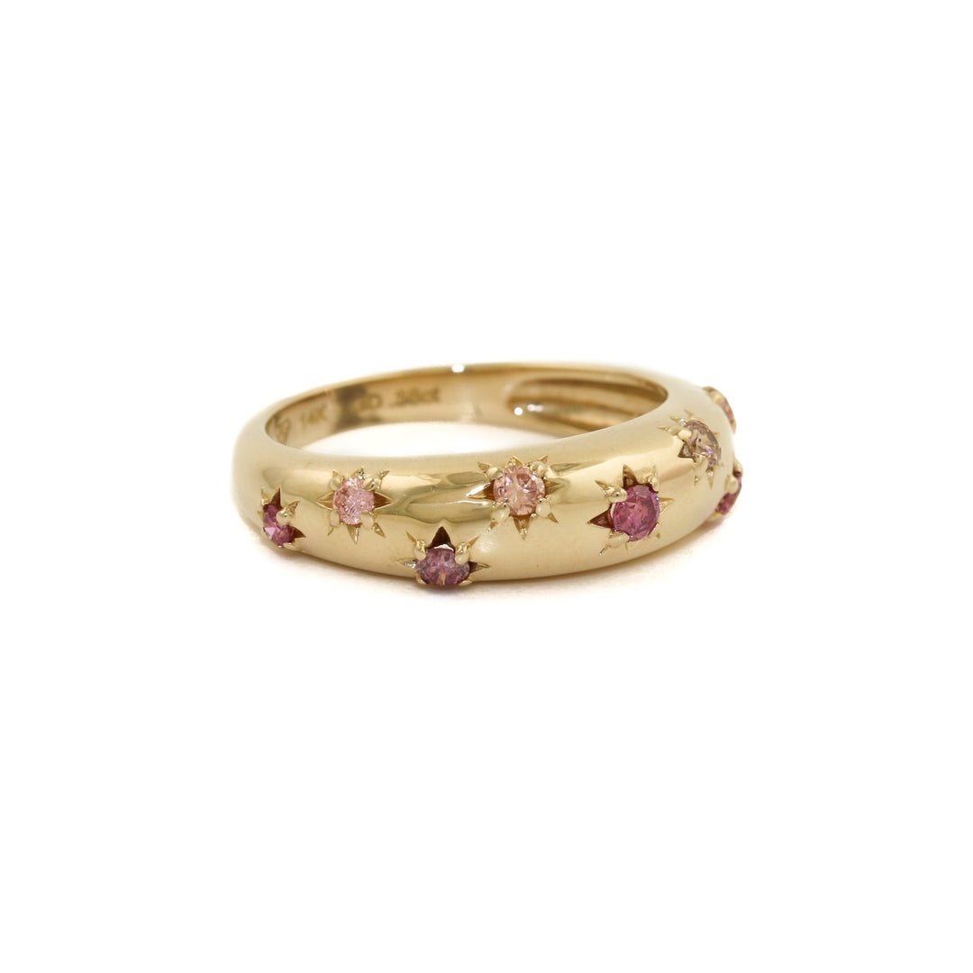 14k Gold x Peach Lab Diamond Star Bombe Band - Kingdom Jewelry